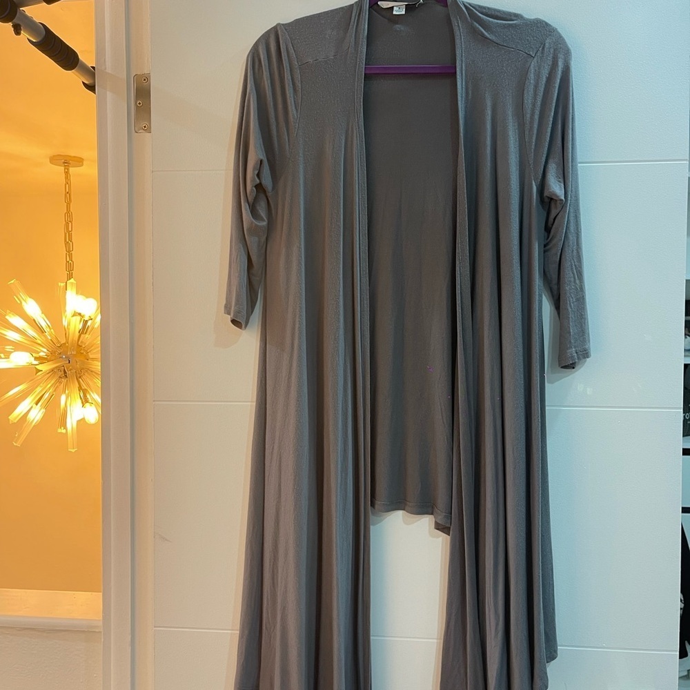 Elegant Gray Open Front Cardigan